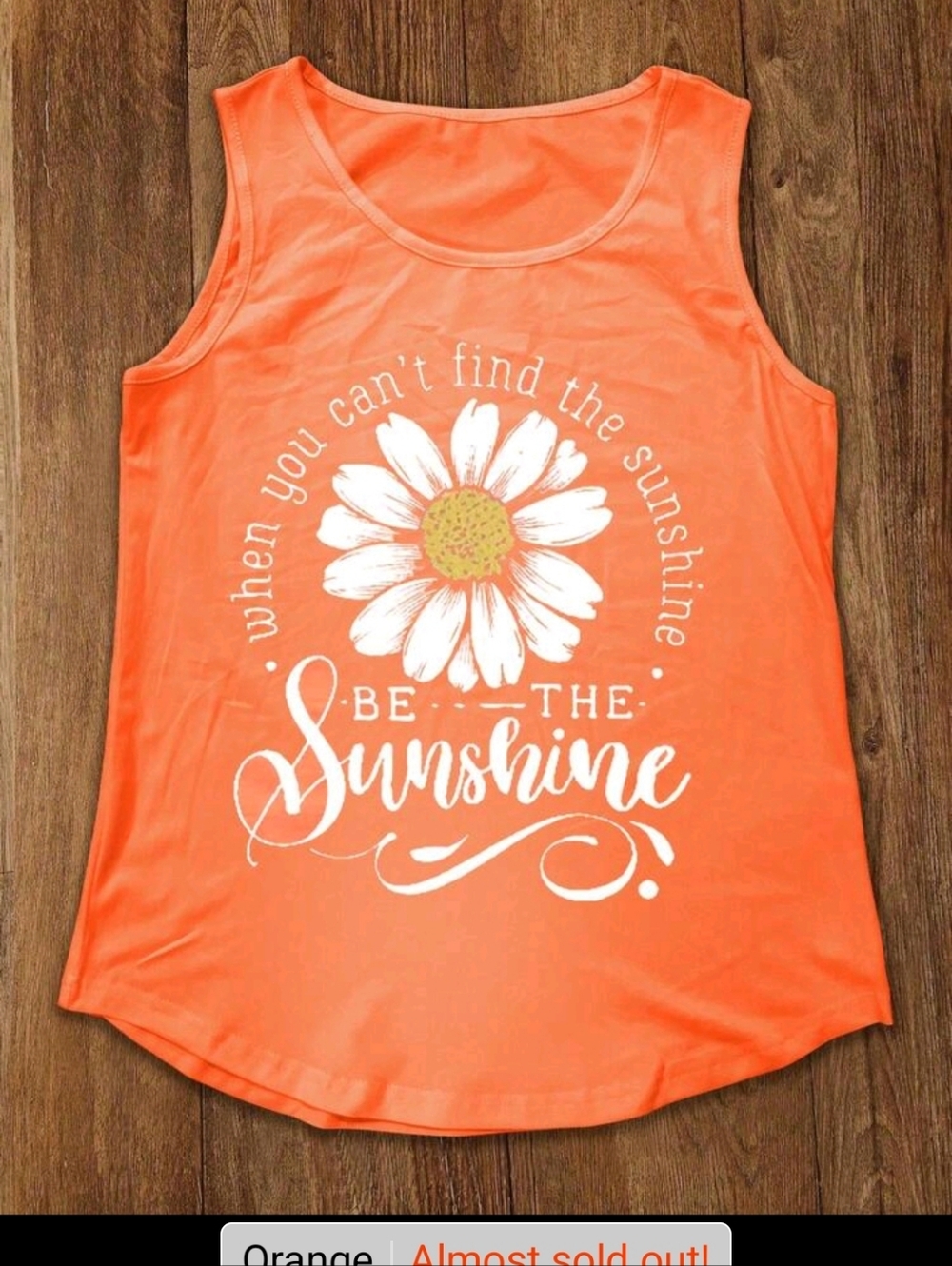 Be The Sunshine Orange Graphic Tank Top NWOT - Picture 2 of 3